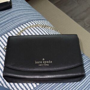 Kate Spade Black Clutch with Gold Chain